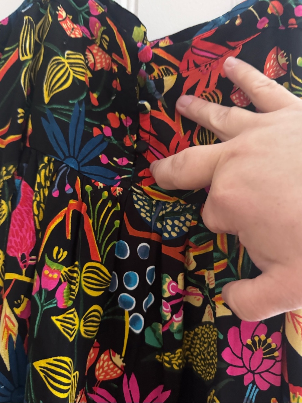 Natural Life Women’s Black Floral Print Sundress with Pink & Yellow Accents - Picture 4 of 6